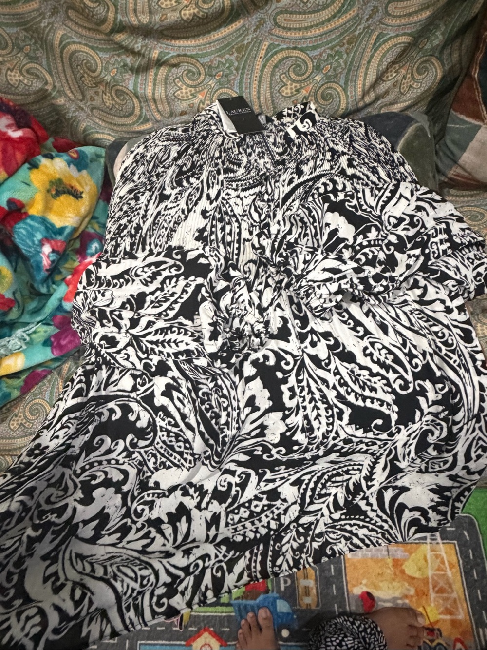 Lauren Ralph Lauren  Black & White Paisley Men’s Shirt - Classic Pattern
